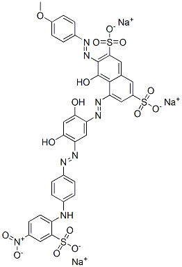 CAS#: 94135-86-1， Trisodium 5-[[2,4-Dihydroxy-5-[[4-[(4-Nitro-2-Sulphonatophenyl)Amino]Phenyl]Azo]Phenyl]Azo]-4-Hydroxy-3-[(4-Methoxyphenyl)Azo]Naphthalene-2,7-Disulphonate