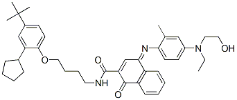 CAS#: 94200-84-7， N-[4-[2-Cyclopentyl-4-(1,1-Dimethylethyl)Phenoxy]Butyl]-4-[[4-[Ethyl(2-Hydroxyethyl)Amino]-2-Methylphenyl]Imino]-1,4-Dihydro-1-Oxonaphthalene-2-Carboxamide