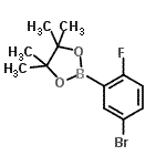 structure of CAS# 942069-51-4, 2-(5-Bromo-2-fluorophenyl)-4,4,5,5-tetramethyl-1,3,2-dioxaborolane;2-(5-brom<wbr>o-2-fluor<wbr>ophenyl)-<wbr>4,4,5,5-t<wbr>etramethy<wbr>l-1,3,2-d<wbr>ioxaborol<wbr>ane;5-Bromo-2-fluorobenzeneboronic acid pinacol ester;5-Bromo-2-fluorophenylboronic acid pinacol ester
