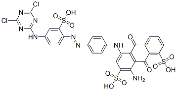 CAS#: 94386-49-9， 8-Amino-5-[[4-[[4-[(4,6-Dichloro-1,3,5-Triazin-2-Yl)Amino]-2-Sulphophenyl]Azo]Phenyl]Amino]-9,10-Dihydro-9,10-Dioxoanthracene-1,7-Disulphonic Acid