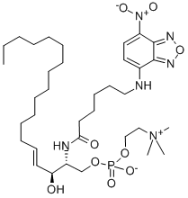 结构式 CAS# 94885-04-8, N-(N-(7-硝基-2,1,3-苯并恶二唑-4-基)-epsilon-氨基己酰)鞘氨苷磷酰胆碱
