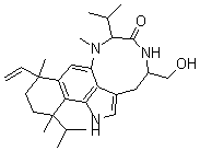 CAS#: 95013-42-6， 10-Ethenyl-1,3,4,5,7,8,10,11,12,13-Decahydro-4-(Hydroxymethyl)-[4S-(4R*,7R*,10S*,13S*)]-8,10,13-Trimethyl-7,13-Bis(1-Methylethyl)-6H-Benzo[g][1,4]Diazonino[7,6,5-cd]Indol-6-One