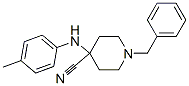 structure of CAS# 972-19-0, 1-Benzyl-4-(p-toluidino)piperidine-4-carbonitrile;4-[(4-Methylphenyl)Amino]-1-(Phenylmethyl)-4-Piperidinecarbonitrile;1-(Benzyl)-4-[(4-Methylphenyl)Amino]Isonipecotonitrile