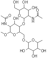CAS#: 97242-84-7， Methyl 2-acetamido-2-deoxyhexopyranosyl-(1->4)-[6-deoxyhexopyranosyl-(1->6)]-2-acetamido-2-deoxyhexopyranoside