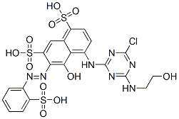 CAS#: 97467-69-1， 4-[[4-Chloro-6-[(2-Hydroxyethyl)Amino]-1,3,5-Triazin-2-Yl]Amino]-5-Hydroxy-6-[(2-Sulphophenyl)Azo]Naphthalene-1,7-Disulphonic Acid