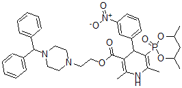 CAS#: 98908-06-6， 2-(4-Diphenylmethyl-1-piperazinyl)ethyl 5-(4,6-dimethyl-2-oxo-1,3,2-dioxaphosphorinan-2-yl)-1,4-dihydro-2,6-dimethyl-4-(3-nitrophenyl)-3-pyridinecarboxylate