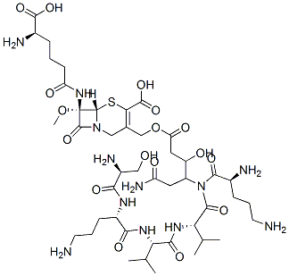 CAS#: 99332-95-3， (7S)-7-[[(R)-5-Amino-5-Carboxy-1-Oxopentyl]Amino]-7-Methoxy-3-[[[6-Amino-3-Hydroxy-4-(L-Seryl-L-Ornithyl-L-Valyl-L-Ornithyl-L-Valylamino)-1,6-Dioxohexyl]Oxy]Methyl]Cepham-3-Ene-4-Carboxylic Acid