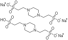 结构式 CAS# 100037-69-2, 哌嗪-N,N'-二(2-乙磺酸)倍半钠盐