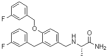 (S)-2-[[3-(3-Fluorobenzyl)-4-[(3-fluorobenzyl)oxy]benzyl]amino]propanamide molecular structure (CAS 1000370-27-3)