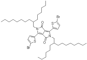 3,6-Bis(5-bromo-2-thienyl)-2,5-bis(2-hexyldecyl)-2,5-dihydropyrrolo[3,4-c]pyrrole-1,4-dione molecular structure (CAS 1000623-98-2)