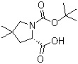 (2S)-4,4-Dimethyl-1,2-pyrrolidinedicarboxylic acid 1-tert-butyl ester molecular structure (CAS 1001353-87-2)