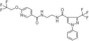 6-(2,2,2-三氟乙氧基)-N-[2-[[[1-苯基-3-(三氟甲基)-1H-吡唑-4-基]羰基]氨基]乙基]烟酰胺分子结构 (CAS 1003576-00-8)