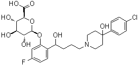 2-[4-[4-(4-氯苯基)-4-羟基-1-哌啶基]-1-羟基丁基]-5-氟苯基 beta-D-吡喃葡糖苷酸分子结构 (CAS 100442-86-2)