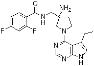 (S)-N-[[3-Amino-1-(5-ethyl-7H-pyrrolo[2,3-d]pyrimidin-4-yl)pyrrolidin-3-yl]methyl]-2,4-difluorobenzamide molecular structure (CAS 1004990-28-6)