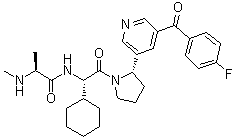 (4-Fluorophenyl)[5-[(2S)-1-[N-methyl-L-alanyl-(2S)-2-cyclohexylglycyl]-2-pyrrolidinyl]-3-pyridinyl]methanone molecular structure (CAS 1005342-47-1)