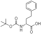 结构式 CAS# 100564-78-1, Boc-L-高苯丙氨酸; (S)-2-(叔丁氧羰基氨基)-4-苯基丁酸