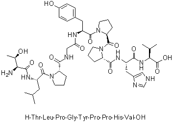 L-苏氨酰-L-亮氨酰-L-脯氨酰甘氨酰-L-酪氨酰-L-脯氨酰-L-脯氨酰-L-组氨酰-L-缬氨酸分子结构 (CAS 1007833-08-0)