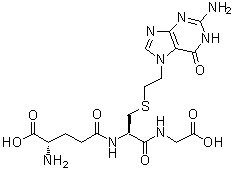 L-gamma-Glutamyl-S-[2-(2-amino-1,6-dihydro-6-oxo-7H-purin-7-yl)ethyl]-L-cysteinyl-glycine molecular structure (CAS 100840-34-4)