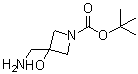 结构式 CAS# 1008526-71-3, 3-(氨基甲基)-3-羟基-1-吖丁啶羧酸叔丁酯