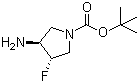 (3S,4S)-3-氨基-4-氟-1-吡咯烷甲酸叔丁酯分子结构 (CAS 1009075-43-7)