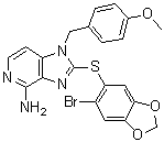2-[(6-Bromobenzo[d][1,3]dioxol-5-yl)thio]-1-(4-methoxybenzyl)-1H-imidazo[4,5-c]pyridin-4-amine molecular structure (CAS 1012059-54-9)