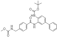 N-[[4-[[[4-[[(1,1-Dimethylethoxy)carbonyl]amino][1,1'-biphenyl]-3-yl]amino]carbonyl]phenyl]methyl]carbamic acid methyl ester molecular structure (CAS 1013330-69-2)