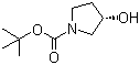 结构式 CAS# 101469-92-5, (S)-1-N-叔丁氧羰基-3-羟基吡咯烷