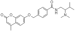 N-[2-(Dimethylamino)-3-methylbutyl]-4-[[(4-methyl-2-oxo-2H-1-benzopyran-7-yl)oxy]methyl]benzamide molecular structure (CAS 1016036-76-2)