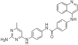 N-[4-[(2-氨基-6-甲基-4-嘧啶基)氨基]苯基]-4-(4-喹啉基氨基)苯甲酰胺分子结构 (CAS 1020149-73-8)