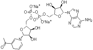 Adenosine 5'-(trihydrogen diphosphate), P'→5'-ester with 1-(1,4-dihydro-1-beta-D-ribofuranosyl-3-pyridinyl)ethanone, disodium salt molecular structure (CAS 102029-93-6)