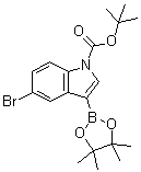 结构式 CAS# 1024677-85-7, 1-叔丁氧羰基-5-溴吲哚-3-硼酸频哪醇酯