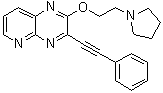 结构式 CAS# 1025015-40-0, 3-(苯基乙炔基)-2-(2-(吡咯烷-1-基)乙氧基)吡啶并[3,2-b]吡嗪