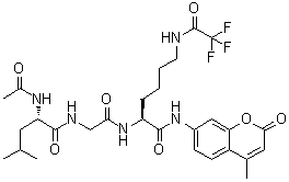 N-乙酰基-L-亮氨酰甘氨酰-N-(4-甲基-2-氧代-2H-1-苯并吡喃-7-基)-N6-(2,2,2-三氟乙酰基)-L-赖氨酰胺分子结构 (CAS 1026295-98-6)