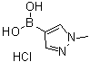 B-(1-甲基-1H-吡唑-4-基)硼酸盐酸盐分子结构 (CAS 1026796-02-0)
