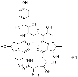 结构式 CAS# 1029890-89-8, Ecbn hcl; 1-[(4R,5R)-4,5-二羟基-L-鸟氨酸]棘白菌素 B 盐酸盐