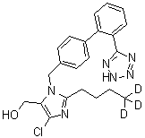 2-(Butyl-4,4,4-d<sub>3</sub>)-4-chloro-1-[[2'-(2H-tetrazol-5-yl)[1,1'-biphenyl]-4-yl]methyl]-1H-imidazole-5-methanol molecular structure (CAS 1030936-74-3)