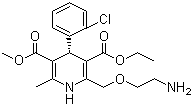 结构式 CAS# 103129-82-4, 左旋氨氯地平; (4S)-2-[(2-氨基乙氧基)甲基]-4-(2-氯苯基)-1,4-二氢-6-甲基-3,5-吡啶二甲酸 3-乙基 5-甲基酯