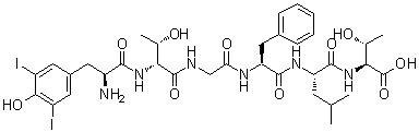 N-(3,5-Diiodo-L-tyrosyl)-D-threonylglycyl-L-phenylalanyl-L-leucyl-L-threonine molecular structure (CAS 103213-63-4)