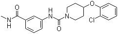 结构式 CAS# 1032229-33-6, 4-(2-氯苯氧基)-N-[3-[(甲基氨基)羰基]苯基]-1-哌啶甲酰胺