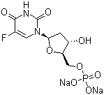 2'-脱氧-5-氟-5'-尿苷酸二钠盐分子结构 (CAS 103226-10-4)