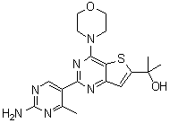 2-(2-Amino-4-methyl-5-pyrimidinyl)-alpha,alpha-dimethyl-4-(4-morpholinyl)thieno[3,2-d]pyrimidine-6-methanol molecular structure (CAS 1033739-92-2)