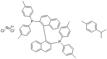 结构式 CAS# 1034001-51-8, 氯[(R)-(-)-2,2'-双(二-p-甲苯基膦基)-1,1'-联萘](p-伞花烃)钌(II)氯化物