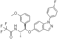 2,2,2-三氟-N-[(1R,2S)-1-[1-(4-氟苯基)吲唑-5-基]氧基-1-(3-甲氧基苯基)丙烷-2-基]乙酰胺分子结构 (CAS 1034148-04-3)
