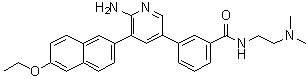 3-[6-氨基-5-(6-乙氧基-2-萘基)-3-吡啶基]-N-[2-(二甲基氨基)乙基]苯甲酰胺分子结构 (CAS 1034297-58-9)