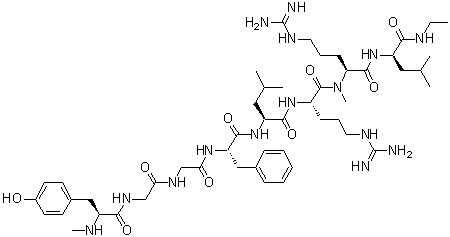 N-Methyl-L-tyrosylglycylglycyl-L-phenylalanyl-L-leucyl-L-arginyl-N2-methyl-L-arginyl-N-ethyl-D-leucinamide molecular structure (CAS 103613-84-9)