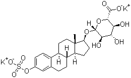 beta-雌甾酚二醇-3-硫酸酯-17-葡糖苷酸二钾盐分子结构 (CAS 10392-35-5)