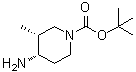 结构式 CAS# 1039741-10-0, (3R,4S)-rel-4-氨基-3-甲基-1-哌啶羧酸叔丁酯
