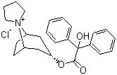 structure of CAS# 10405-02-4, Trospium chloride;[(1S,5R)-spiro[8-azoniabicyclo[3.2.1]octane-8,1'-azolidin-1-ium]-3-yl] 2-hydroxy-2,2-diphenylacetate chloride