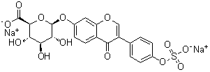 4-Oxo-3-[4-(sulfooxy)phenyl]-4H-1-benzopyran-7-yl beta-D-glucopyranosiduronic acid sodium salt (1:2) molecular structure (CAS 1041134-19-3)