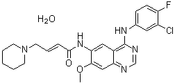 (2E)-N-[4-[(3-氯-4-氟苯基)氨基]-7-甲氧基-6-喹唑啉基]-4-(1-哌啶基)-2-丁烯酰胺水合物分子结构 (CAS 1042385-75-0)